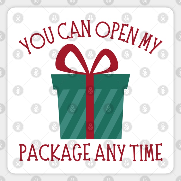 You Can Open My Package Anytime. Christmas Humor. Rude, Offensive, Inappropriate Christmas Design In Red Magnet by That Cheeky Tee